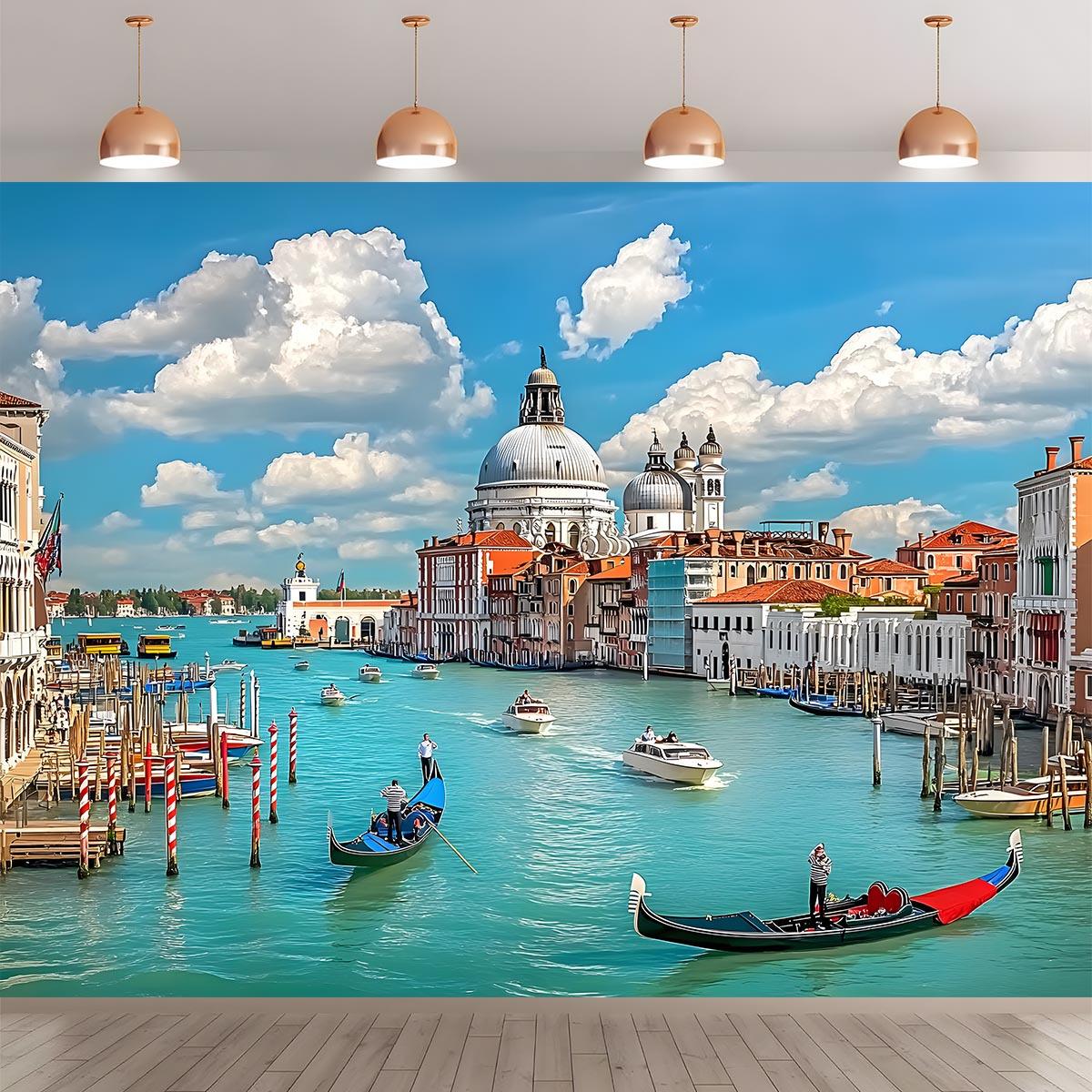 Venice Italy Canal Tapestry European Cityscape Wall Art Travel Decor Grand Canal Gondola Boat Architecture Scenery Living Room 74x94cm(29x37in)