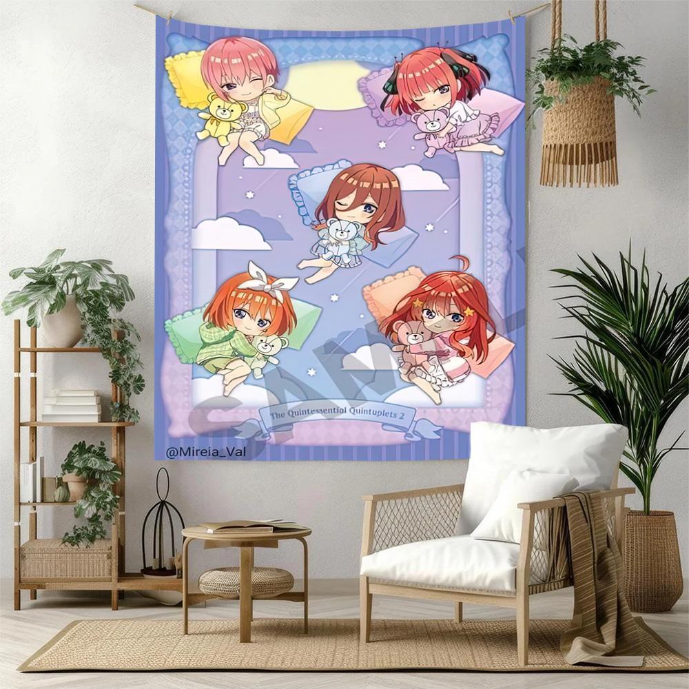 Quintessential Quintuplets Wall Decor Tapestry Art For Pet Memorial Birthdaywedding Party Backdrop Family Gift