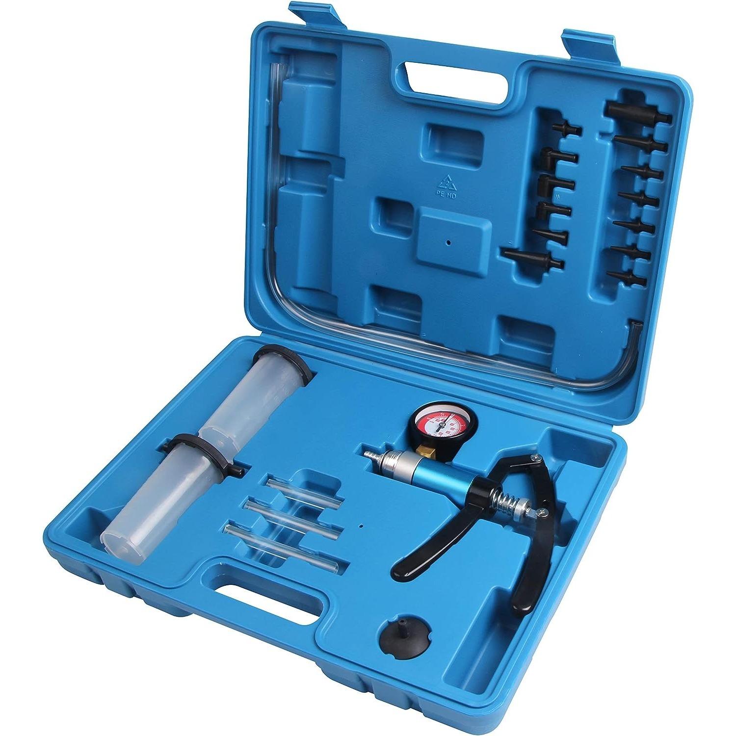 

Автомобильный вакуумный насос, насос давления, устройство для прокачки тормозов, вакуумный тестер давления, диапазон отображения давления: от +0 до +4 бар Package:‎39.6*29.4*8cm синий