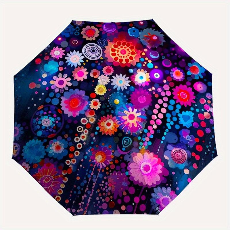 1pc Floral Mandala Design Umbrella with Plastic Handle,Suitable for All Seasons Home Travel Outdoor UmbrellaM1298
