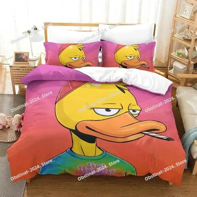 3D Cartoon Quackity Duck Bedding Set Printed Single Comforter Quilt Bed Cover Duvet Cover Pillow Case 3 Pieces Kids Adult Size