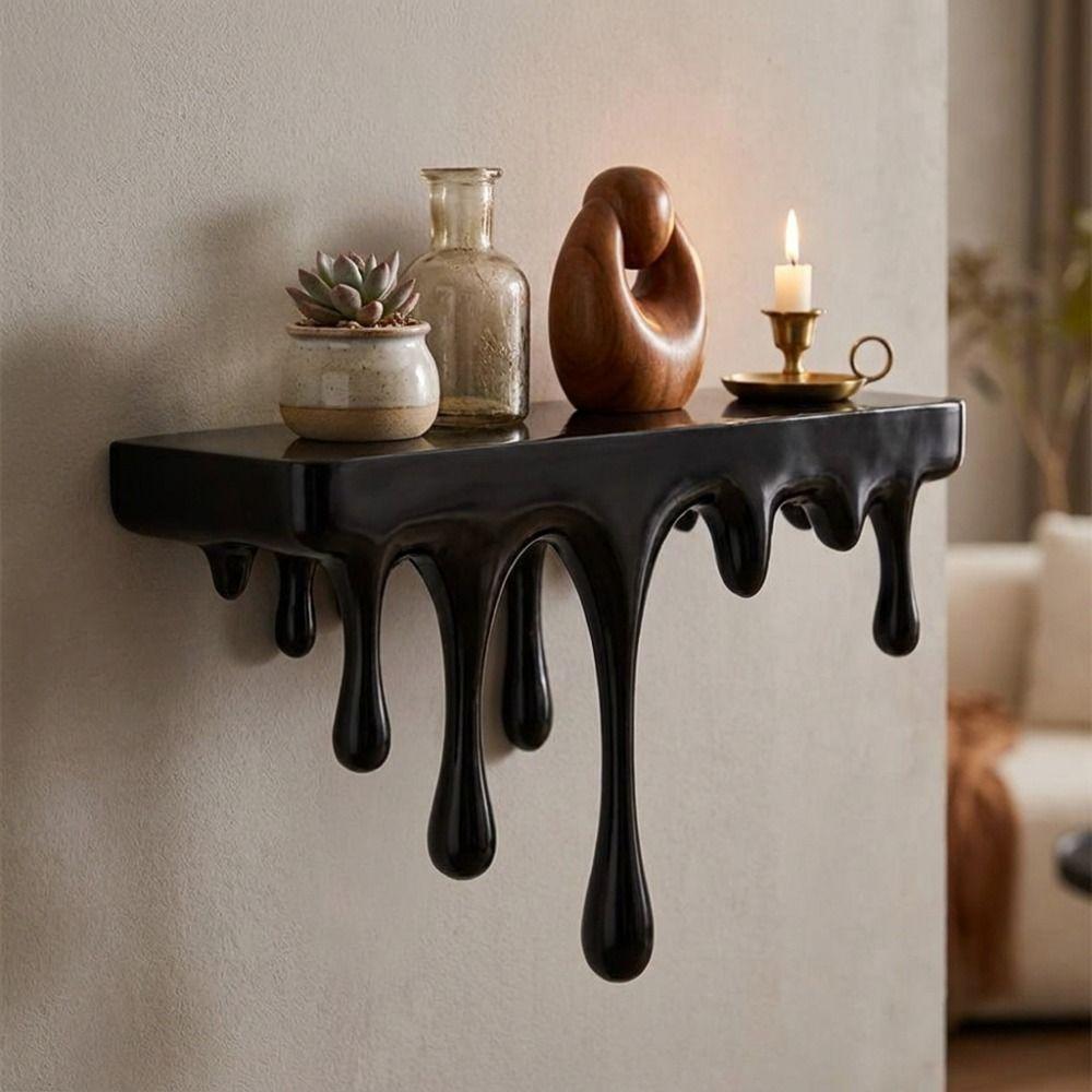 3D Printed Drip Floating Shelf Stable Wall Storage Rack Decorative Melting Wall Shelf Bedroom