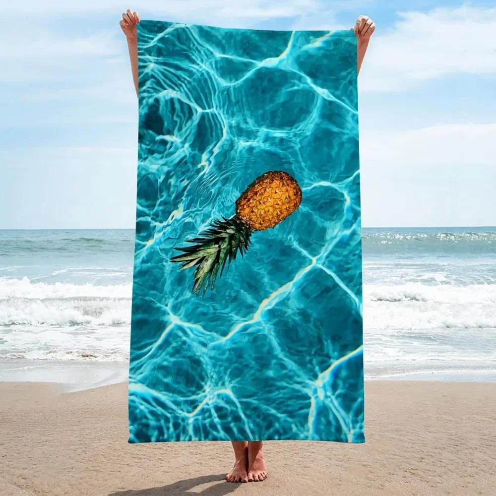 Seaside Beach Pineapple Beach Towel 3D Print Microfiber Soft Water Absorbing Breathable For Adult Kids Swimming Bath Towel