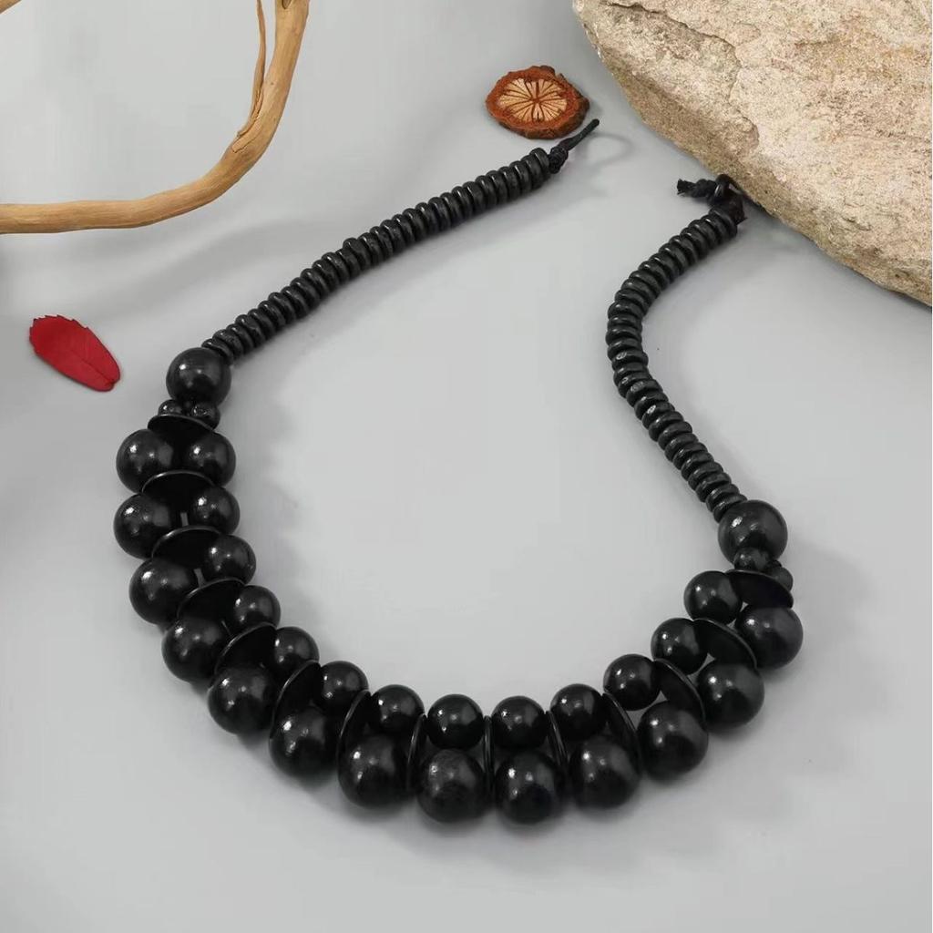 JMXD-Exotic, Bohemian Vintage Sweater Chain Long Necklace, Wood Bead String
