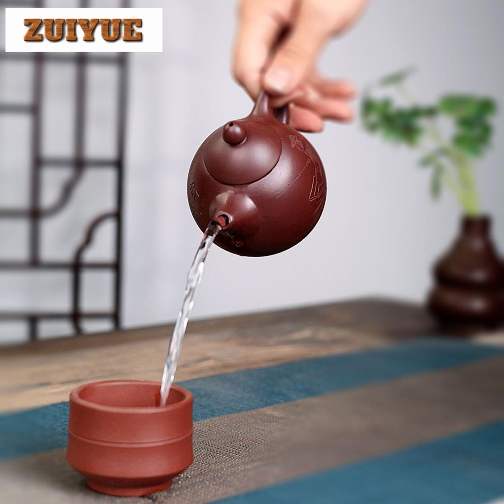 200ml Yixing Purple Clay Teapots Handmade Dragon Egg Pot Raw Ore Purple Zhu Mud Tea Brewing Kettle With Strainer Zisha Tea Set