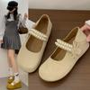 Fashion 2025 NEW Pearl Knot Casual Single Shoes for Girls Retro Leather Shoes Spring Autumn New Arrival  Version Versatile