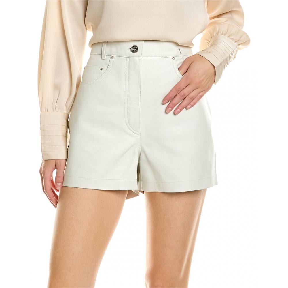 Salvatore Ferragamo High Waisted Leather Short White