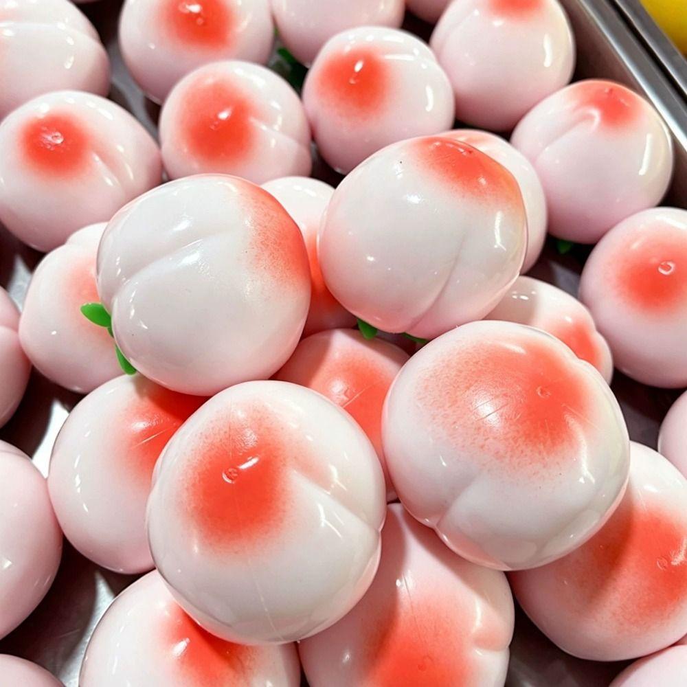 Moldable Crackling Peach Squishy Toy Crunchy Realistic Fruits Pinch TPR Fidget Toy Office Desk Toy