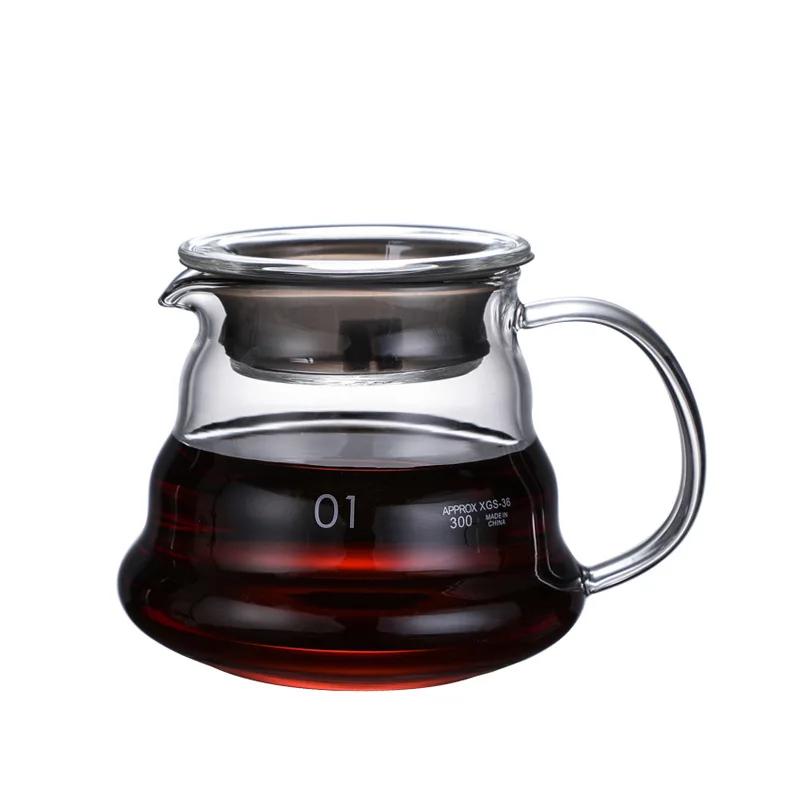 

360/600/800ml Clear Glass Coffee Carafe, Diamond Shaped Espresso Pot with Reusable Coffee Filter Cup, for Pour Over Coffee Maker
