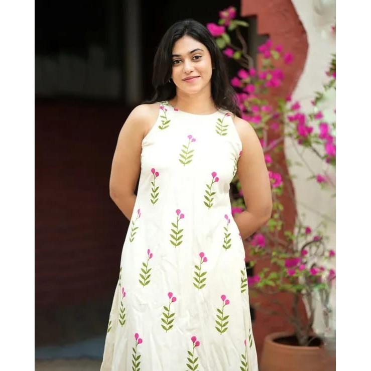 Floral Printed Sleeveless Top Kurti Palazzo Set Indian Women's Kurta Cord Set