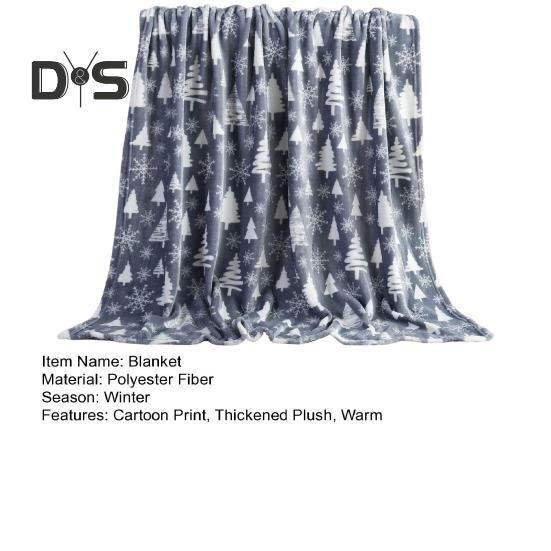 Winter Christmas Blanket Snowflake Elk Printed Thickened Plush Machine Washable Office Nap Dormitory Home Bed Sofa Travel Cozy Warm Blanket