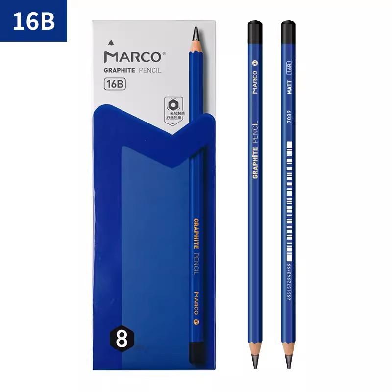 Marco Matte Sketch Pencils HB/2B/4B/6B/8B/12B/14B/16B Art Sketching Quick Sketching Art Exams Easy To Blend 8 Grayscale Levels