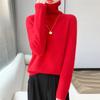 Women's Warm High-Neck Wool Sweater: Thick, Loose, Casual Base Layer for Autumn/Winter
