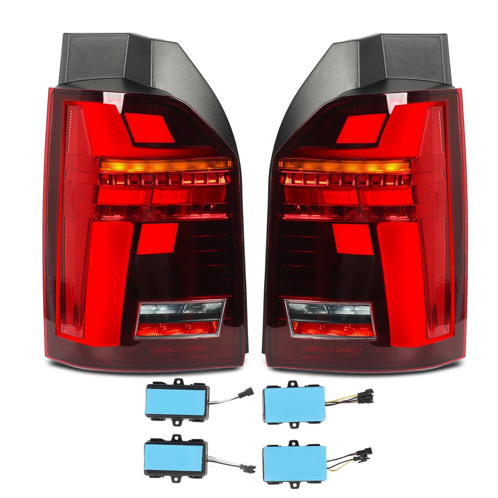 Facelift Look Dynamic Full LED Tail Lights Rear Lamp For Multivan Transporter T6 Pre‑Facelift 2016 To 2019 Red