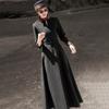 Elegant V-Neck Long Sleeve Belted Midi Dress