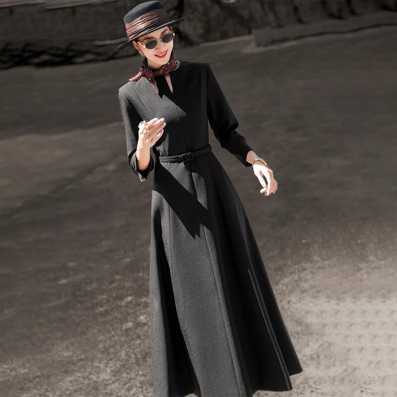 Elegant V-Neck Long Sleeve Belted Midi Dress