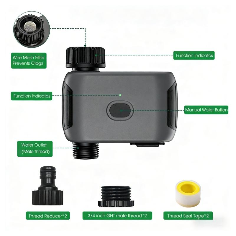 Automatic Wireless Sprinkler Timer WiFi Connection Plant Water Timer For Outdoor Yard Swimming Pool Watering Systems