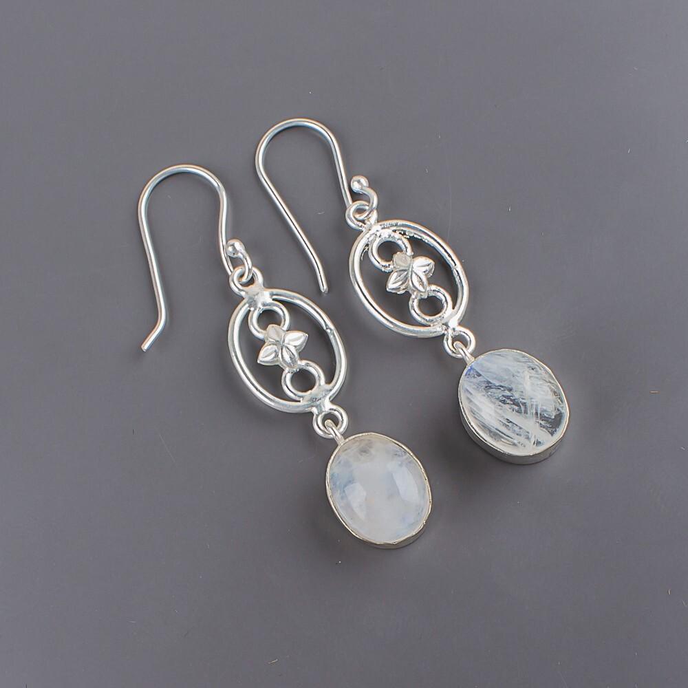Rainbow Moonstone Gemstone 925 Sterling Silver Jewelry Hnadmade Earrings 2.00" EE-17-35