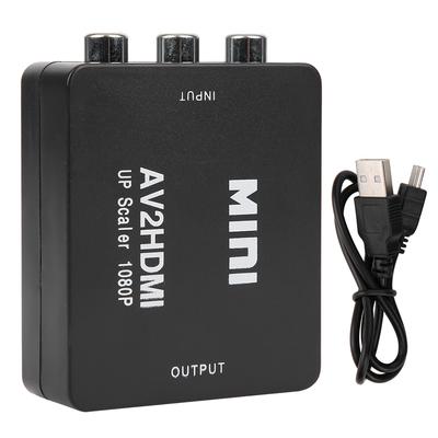 Mini AV a HDMI 1080P 60HZ Salida Adaptador de Alta Definición Convertidor de Video con Cable USBNegro