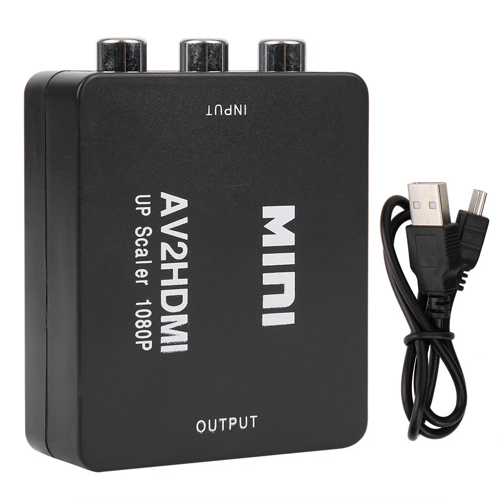 Mini AV To HDMI 1080P 60HZ Output High Definition Adapter Video Converter with USB CableBlack