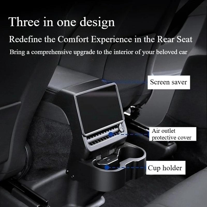 For Tesla Model Y Juniper 2025 Model 3 Highland Rear Screen Water Cup Holder Multifunctional Storage Box Interior Accessories