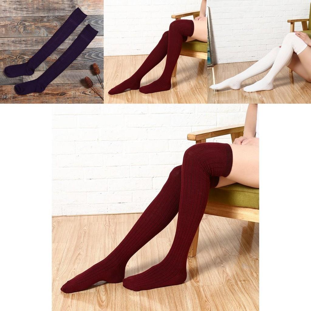 Cozy Women Long Socks For Autumn And Winter In Stylish Stripe Knitted Design