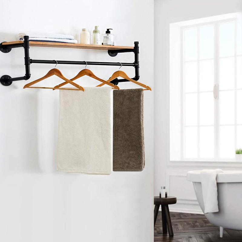 Industrial Style Wall-Mounted Clothing Display Rack with Water Pipe Design