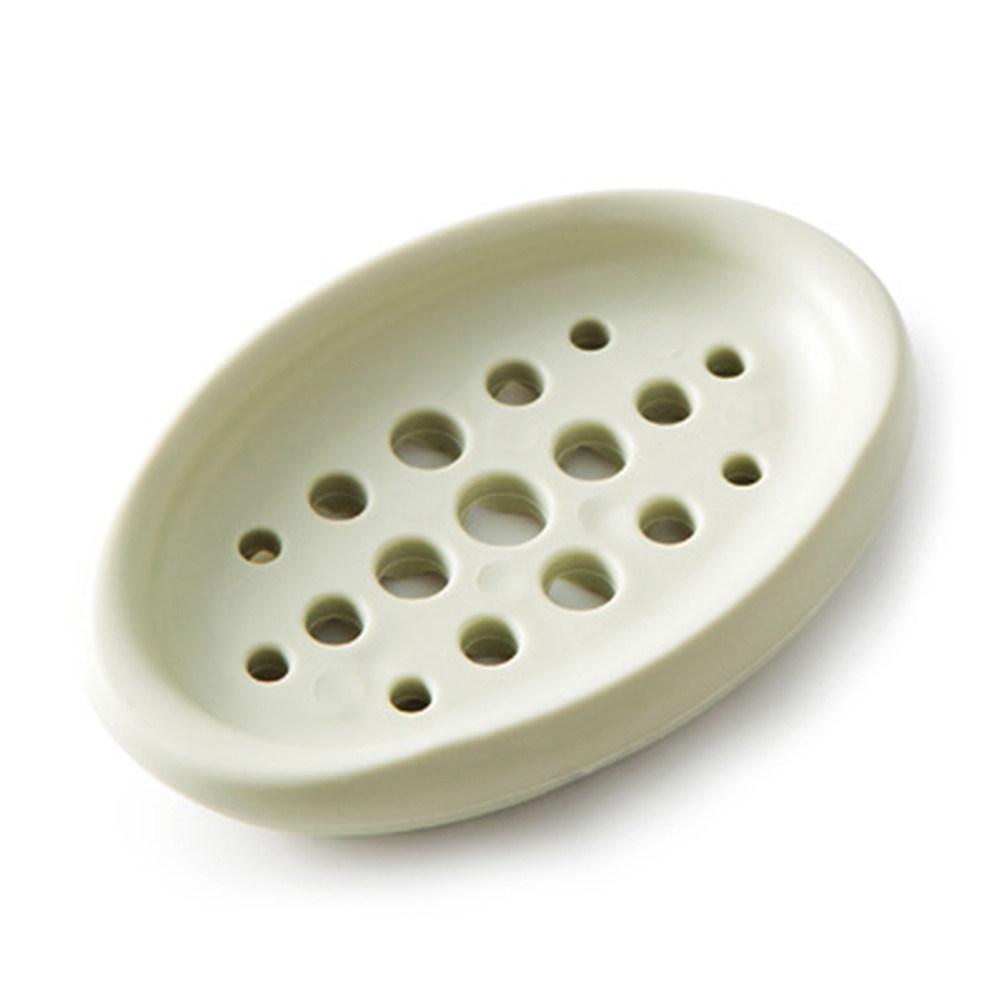 Creative Oval Silicone Soap Dish Tray Blue Better Drain Design Soap Case Holder for Shower Bathroom Kitchen Counter