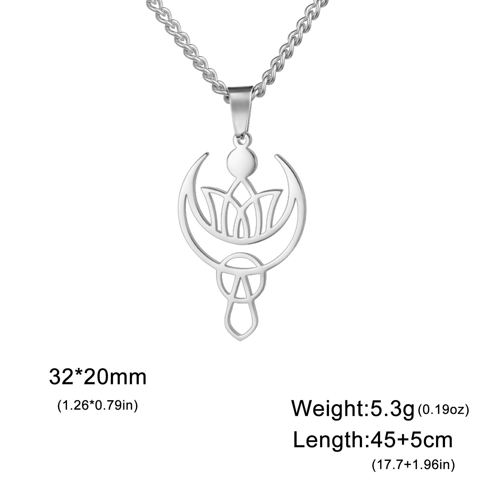 

Crescent Moon Lotus Pendant Mace Necklace for Women Stainless Steel Jewelry Neck Link Chain Valentine s Day Christmas Gifts New
