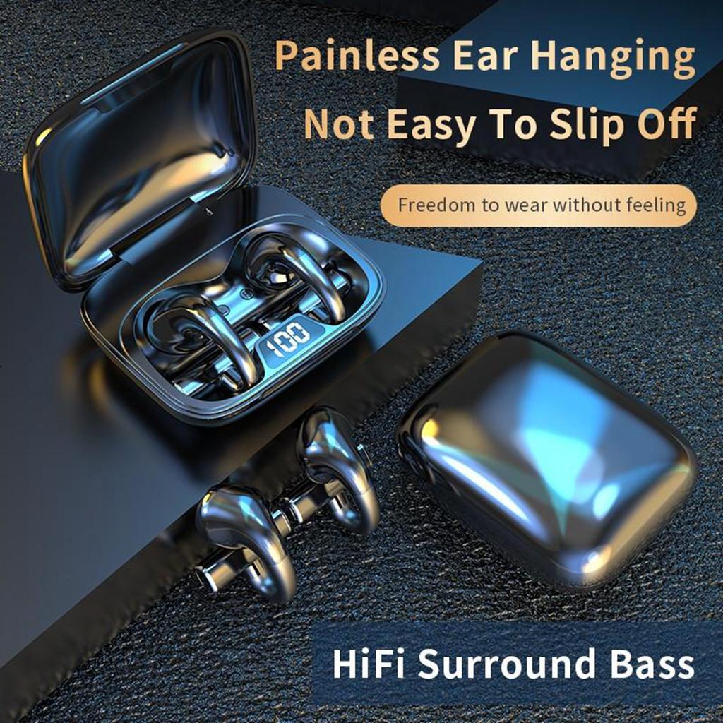 Wireless Bluetooth Headset Painless Wear Earphones Heavy Bass HiFi Surround Sound Earpieces Super Long Batter Life