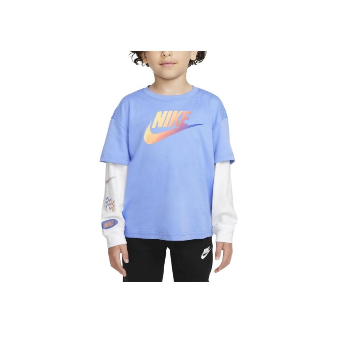 

Nike Soft Comfortable Fashion Casual Long Sleeve T-Shirt Kids tops Pulse-Blue HQ7801-410 XS