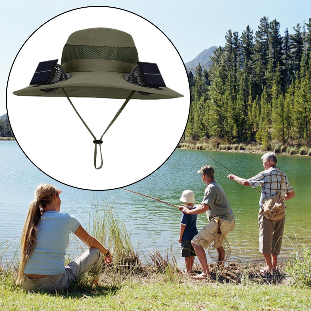 Adjustable Bucket Hat with Solar Fans for Outdoor Activities