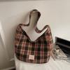 Vintage Plaid Handbag Lightweight Large Capacity Commuter Shoulder Bag