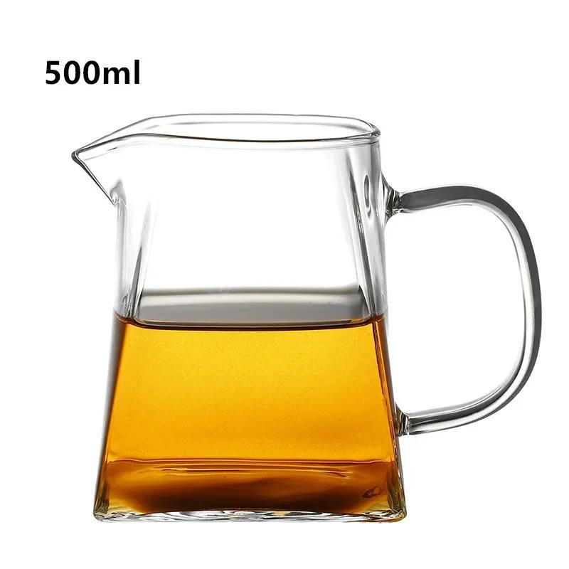 Hitzebeständiger Klarer Glas-Teekrug, Quadratisches Kreatives Chinesisches Tee-Set-Zubehör, Chahai, Milchglas-Kaffeekanne, Wasserkanne