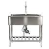 Stainless Steel Kitchen Utility Sink Single Bowl with Faucet Commercial Grade Silver 35.8x23.2 Inch