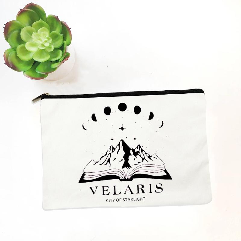 City of Starlight Pattern Cosmetic Bag Makeup Case Acotar Velaris Travel Toiletries Organizer Storage Make Up Pouch Pencil Bag