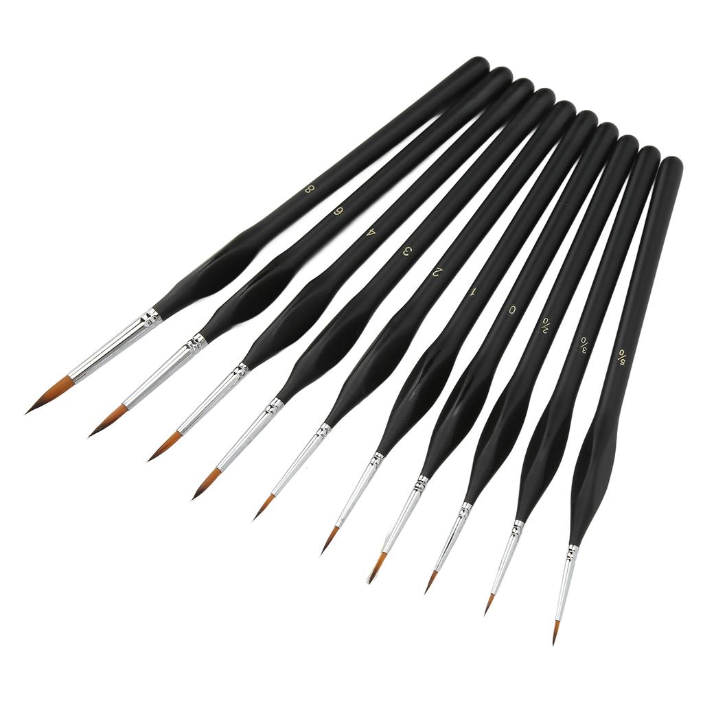10Pcs Detail Paint Brushes Set Ergonomic Handle Soft Nylon Good Adsorbability Wide Application