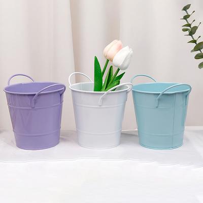 Vaso Fiori Colore Caramella Vaso Fiori in Ferro Piccolo con Manico Secchio in Ferro Piante Portapenne per Casa Giardino Ufficio