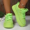 Mode Mode Fluoreszierend Grün Dicke Sohle Freizeitschuhe Damen 2025 Herbst Runde Zehenpartie Schnürung Weiche Sneaker Rutschfest Skateschuhe