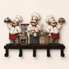 Gancio Decorazione da Parete Statua Chef; Ganci Decorativi da Cucina, Ganci per Utensili, Ganci Metallici per Strofinacci da Cucina, Ganci Portappendi