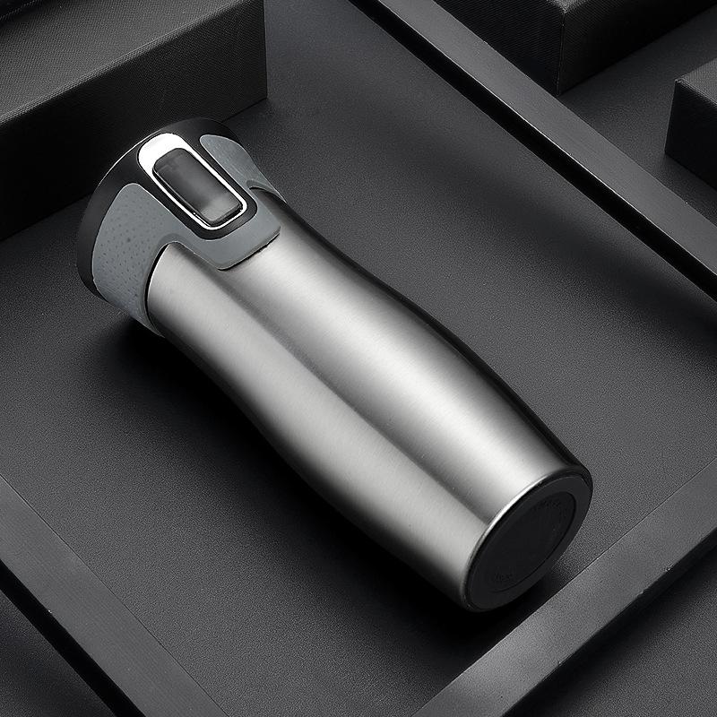 Thermos da 450 ml per Caffè Tazza Acqua Sottovuoto Uso Ufficio Auto Apertura a Un Click Erogazione Acqua Tazza Termica