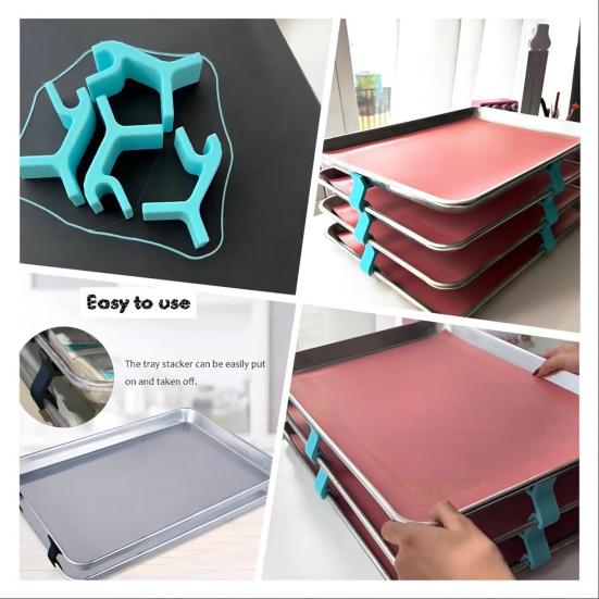 4/8/16Pcs Baking Sheet Stackers Reusable Trays Stacking Holder Space-Saving Multipurpose Tray Stacker Stackable Baking Pan Rack for Home Kitchen