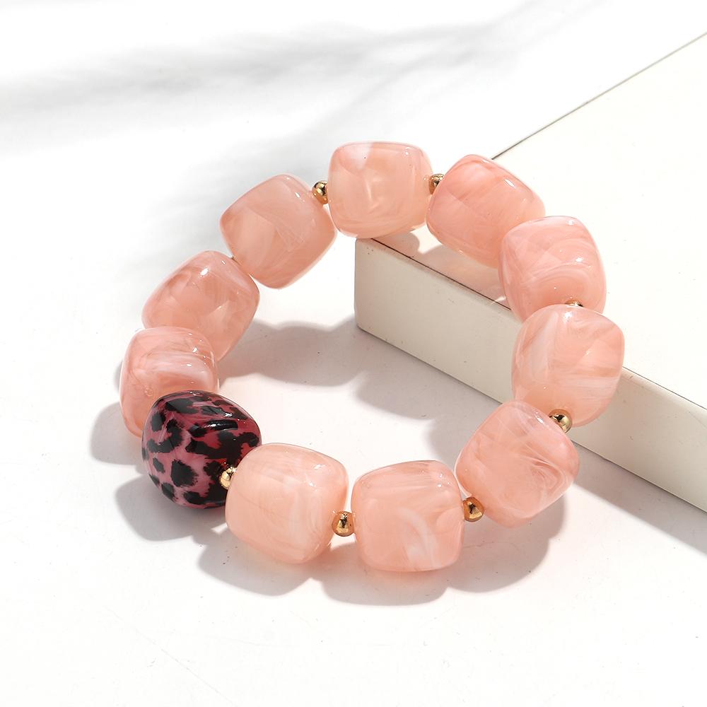 Colorful Acrylic Chunky Irregular Square Beaded Bracelet for Women Trendy Imitation Stone Resin Bracelets Fashion Jewelry Gifts