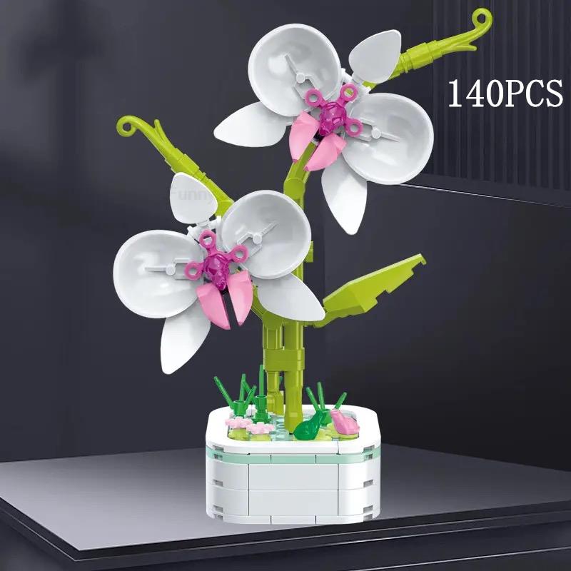 Kalıcı Buket Lale Çiçeği Yapı Taşı 3D Model Ev Dekorasyonu Bitki Saksıda Montaj Tuğlaları Sevgililer Günü Çocuk Hediyeleri