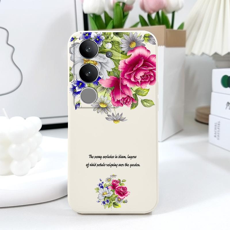 Garden Rose Phone Case For VIVO V40 V30 V29 V29E V27 V27E V25 V25E V23 V23E V21 V20 Y20 Y12 Y21 Y22 Y50 Y35 Y76 Y36 Pro 4G 5G