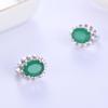 Simple and Elegant 925 Sterling Silver Natural Green Oval 7*9mm Agate Earrings for Women's Daily Wear Earrings