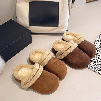 Retro Fleece Women's Shoes - New Style Flat Sole Anti-slip Cotton Slippers