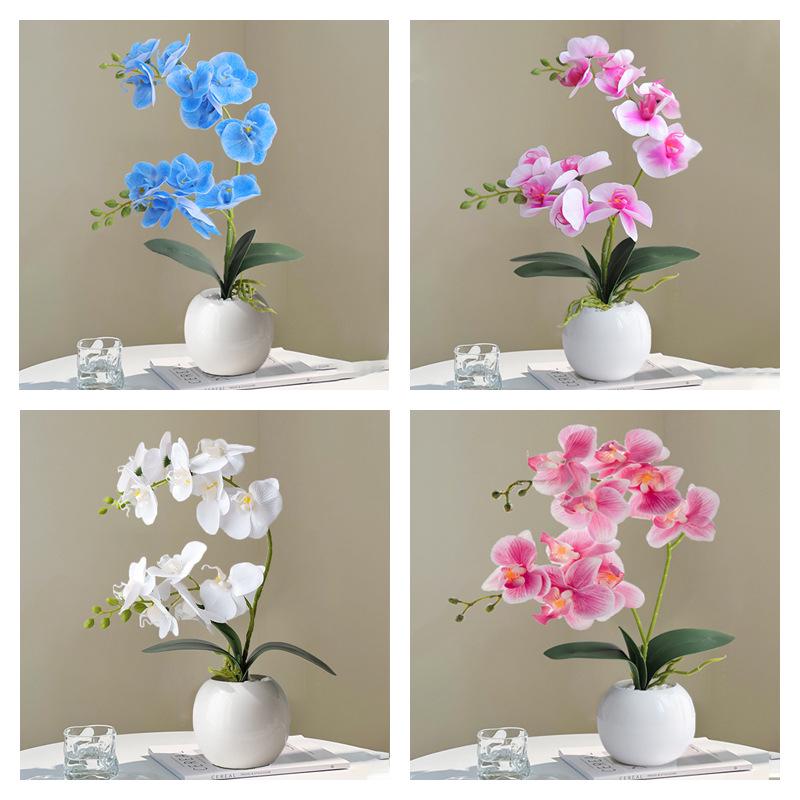Sztuczna Phalaenopsis Sztuka Florystyczna Roślina w Doniczce: Dekoracyjna Plastikowa Kwiat do Salonu lub Stołu Jadalnego