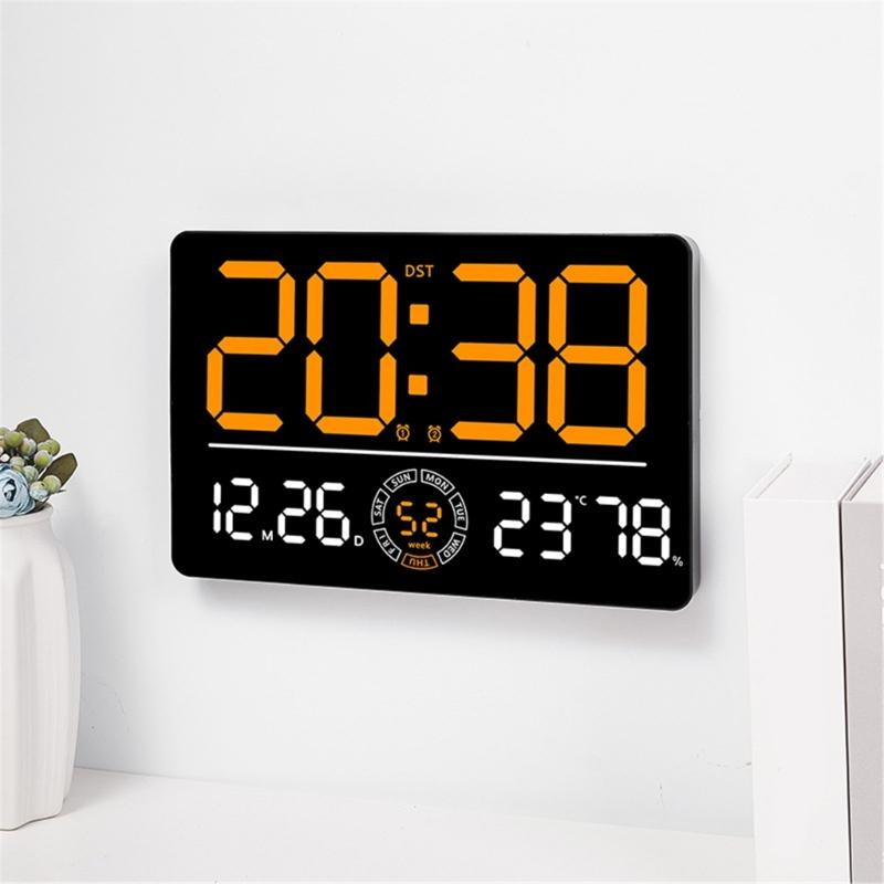LED Digital Clock Auto Time Sync Large Display with 2 Alarm and Countdown Functions Temperature Display for Home Office