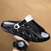 Fashion Men's One Word Slippers Summer Non Slip Outdoor Fashion Peep Toe Sandals Breathable Comfortable Height Increase Casual Flats